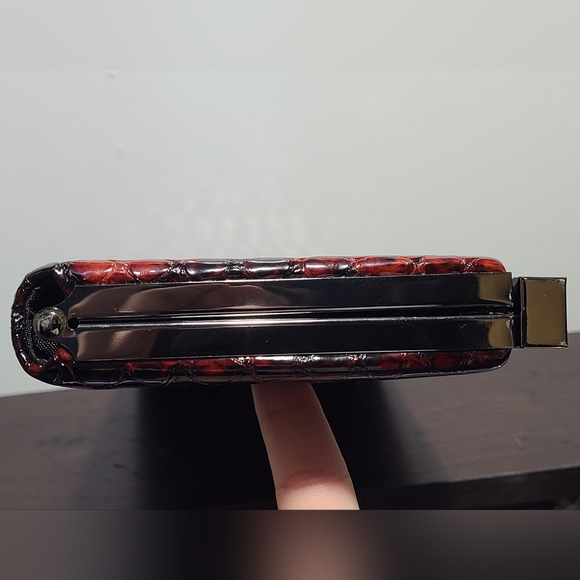 Authentic Danier Red Wine Snake Clutch / Purse - Picture 4 of 16